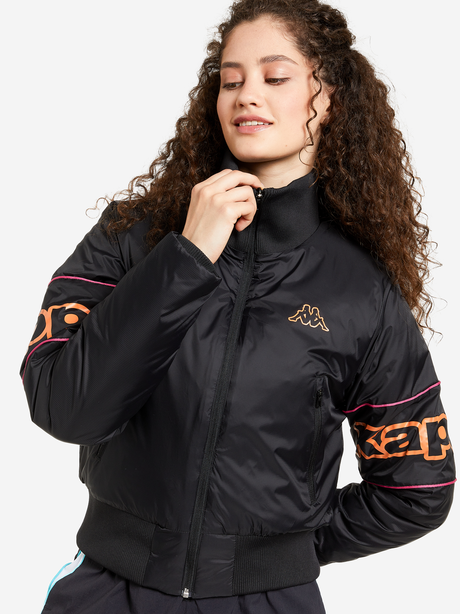 фото Куртка утепленная женская kappa, черный, размер 50-52